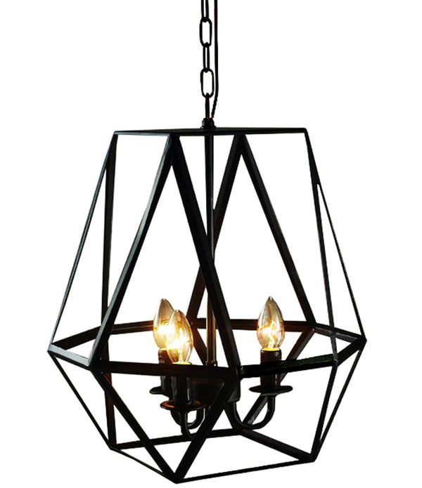 Lee 3-light Antique Bronze Geometric Edison Chandelier with Bulbs