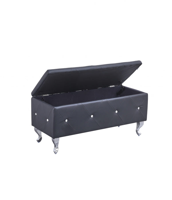 Black Tufted Hard WoodStorage Bench