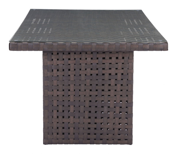 Dark Brown Woven Wicker Dining Table