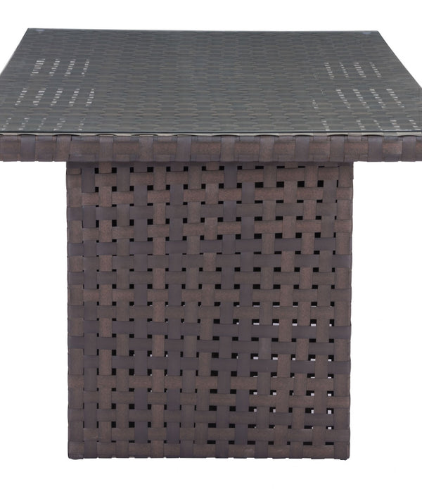 Dark Brown Woven Wicker Dining Table