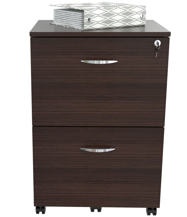 Espresso Finish Wood Rolling Filing Cabinet