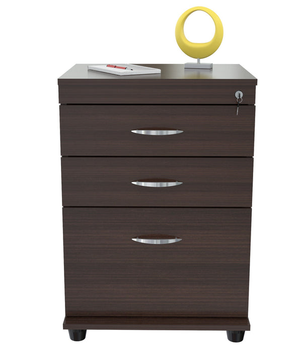 Espresso Finish Wood Three Drawer Filing Cabinet