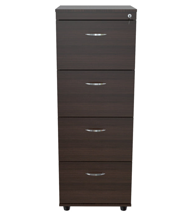 Espresso Wood Finish Four Large Drawer Filing Cabinet