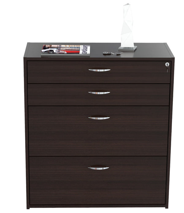 Espresso Wood Finish Four Drawer Filing Cabinet