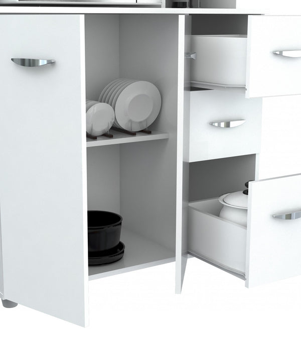 White Finish Wood Kitchen Storage Cabinet