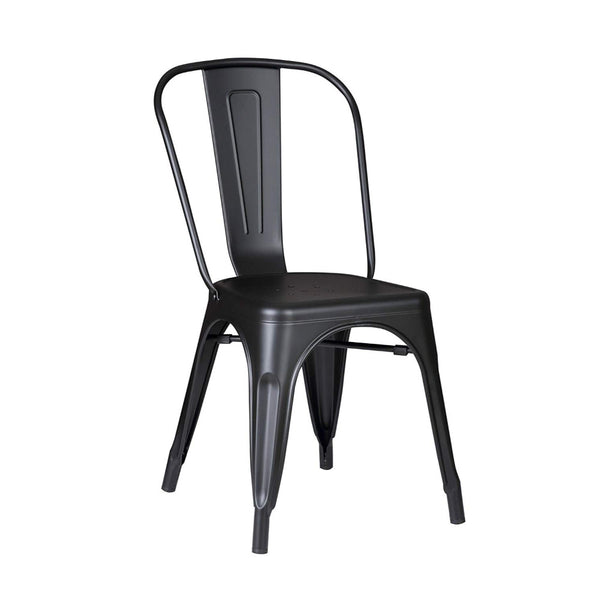 Set of 4 Black Restaurant Metal Dining Chairs With Back