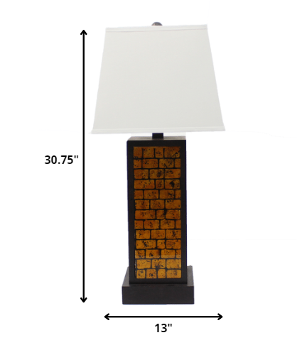 13 x 15 x 30.75 Black Metal With Yellow Brick Pattern - Table Lamp