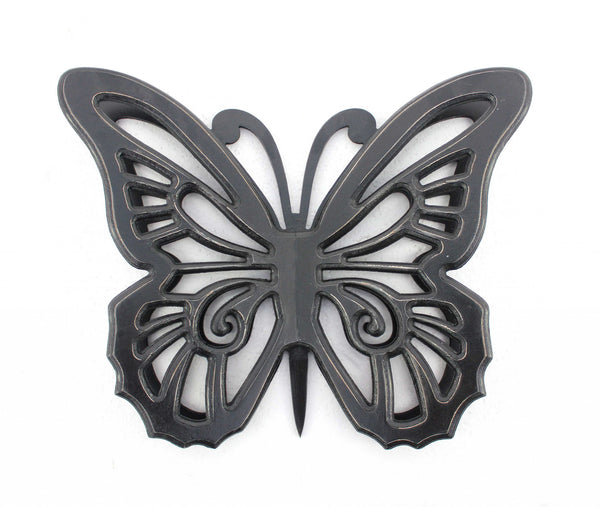 18.5" x 23.25" x 4.25" Black Rustic Butterfly Wooden  Wall Decor