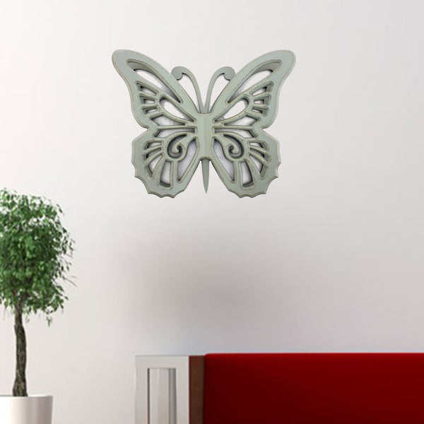 18.5" x 23" x 4" Gray Rustic Butterfly Wooden  Wall Decor