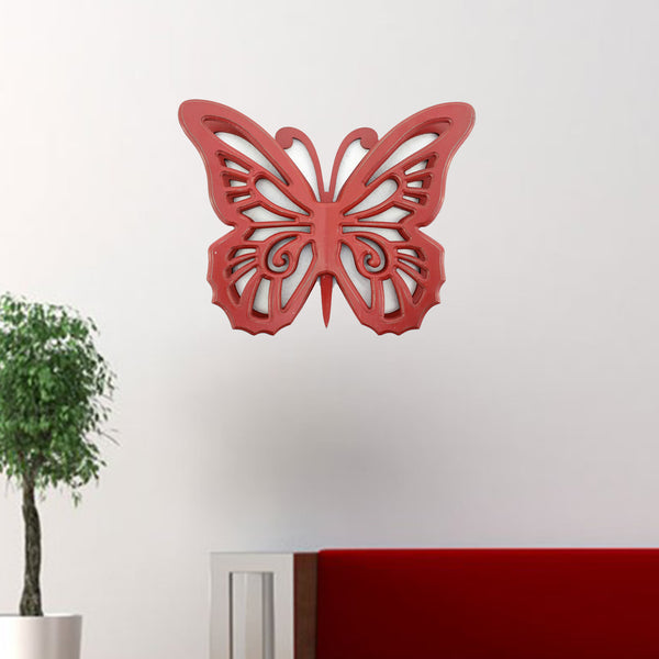 18.5" x 23" x 4" Red Rustic Butterfly Wooden  Wall Decor