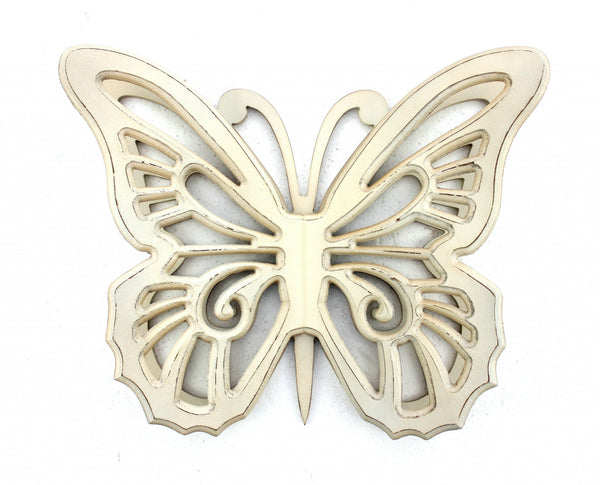 18.5" x 23" x 4" Light Yellow Rustic Butterfly Wooden  Wall Decor