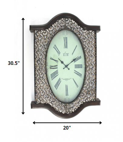 Bronze Finish Wooden Vintage Wall Clock