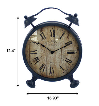 3.15 x 16.93 x 12.4 Blue Retro Style - Wall Clock