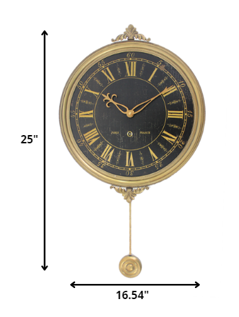 1 x 25 x 16.54 Gold Vintage Pendulum - Clock