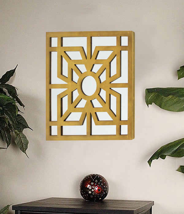 1.25 x 23.25 x 23.25 Bright Gold Mirrored Wooden  Wall Decor