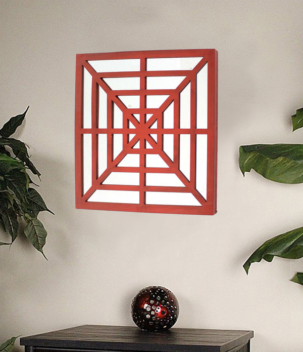 1.25 x 23.25 x 23.25 Red Mirrored Wooden  Wall Decor