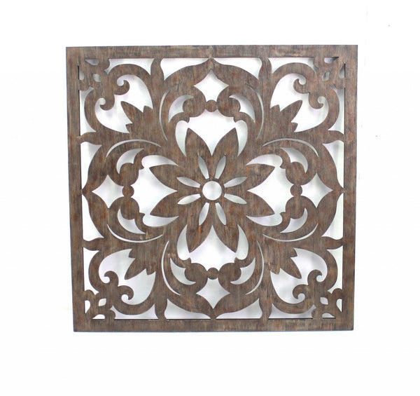 1.25 x 46.5 x 46.5 Brown Dark Bronze Vintage Floral - Wall Plaque