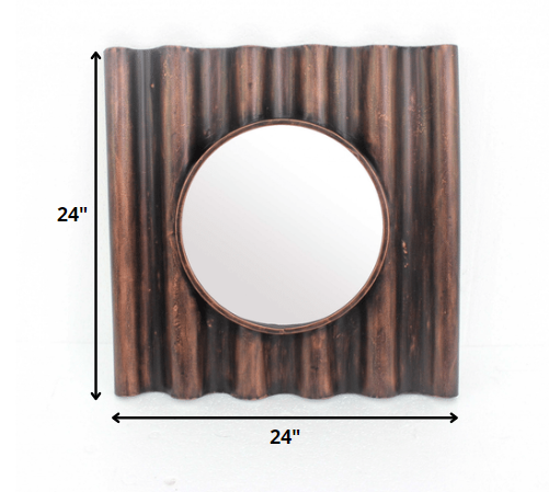 24 x 24 x 3 Bronze Panpipe-Like Wooden Cosmetic - Mirror