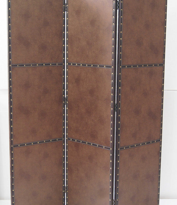 1 x 63 x 84 Brown Wood Glass  Screen