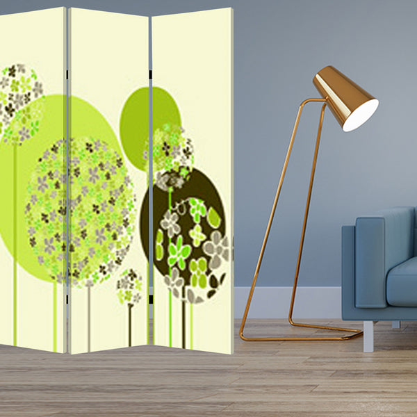 1 x 48 x 72 Multi Color Wood Canvas Floral Buds  Screen