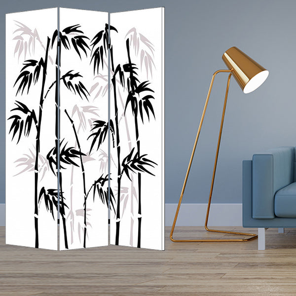 1 x 48 x 72 Multi Color Wood Canvas Bamboo Leaf  Screen