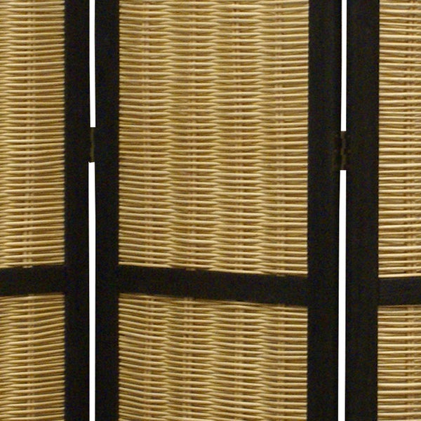 Dark Brown and Natural Willow 3 Panel Room Divider Screen