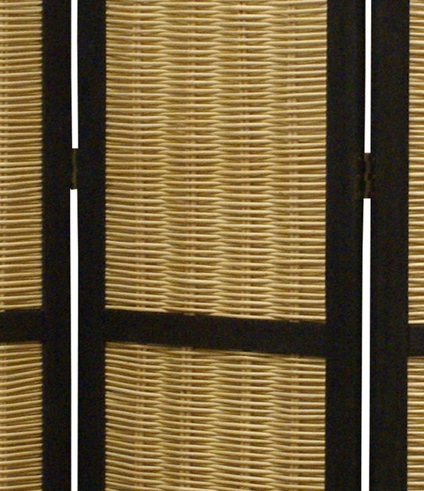 Dark Brown and Natural Willow 3 Panel Room Divider Screen