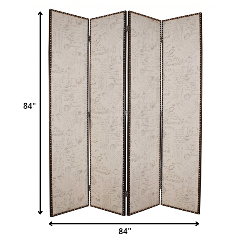 1 x 84 x 84 Tan Wood & Fabric  Screen