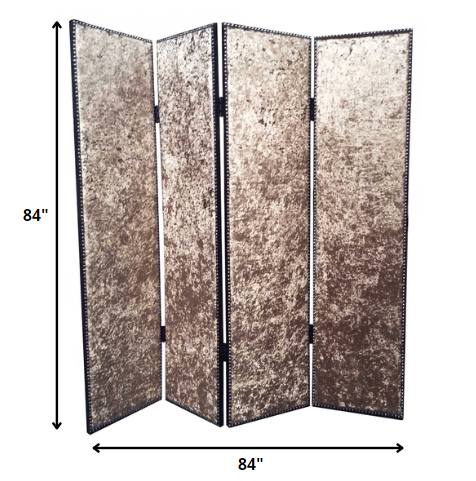 1 x 84 x 84 Bronze Wood & Fabric  Screen