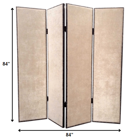 1 x 84 x 84 Beige Wood & Fabric Chateau  Screen