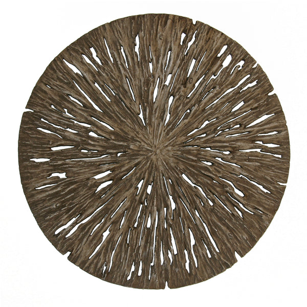 1 x 14 x 14 Brown Round Rotten Wood  Wall Decor