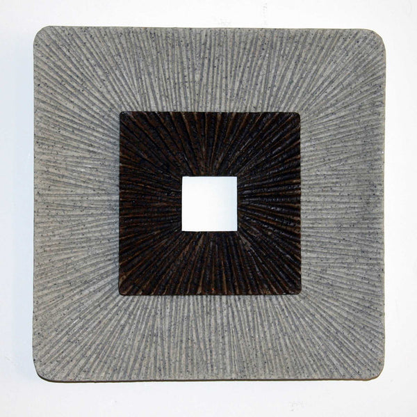 1 x 26 x 26 Brown & Gray Encaved Square Ribbed - Wall Art