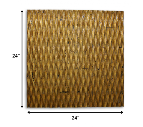 1 x 24 x 24 Gold Metallic Ridge - Wall Art