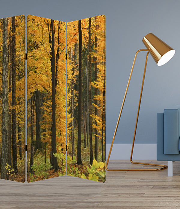 1 x 48 x 72 Multi Color Wood Canvas Autumn Journey  Screen