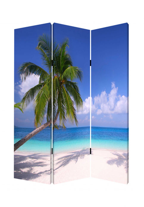 1 x 48 x 72 Multi Color Wood Canvas Paradise  Screen