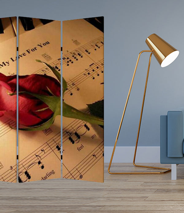 1 x 48 x 72 Multi Color Wood Canvas Music  Screen