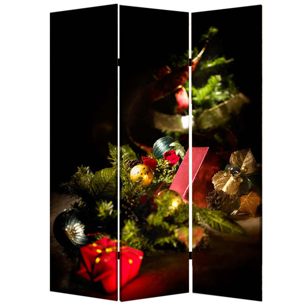 1" x 48" x 72" Multi Color Wood Canvas Christmas  Screen