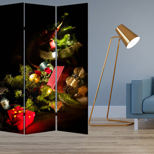 1" x 48" x 72" Multi Color Wood Canvas Christmas  Screen