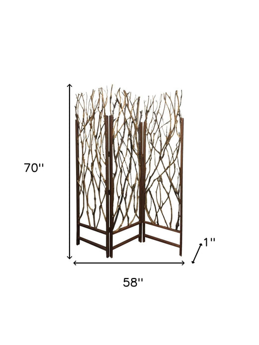 1" x 58" x 70" Brown Wood Tree  Screen