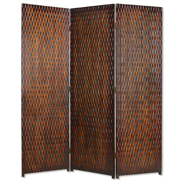 1" x 63" x 72" Brown Wood 3 Panel  Screen