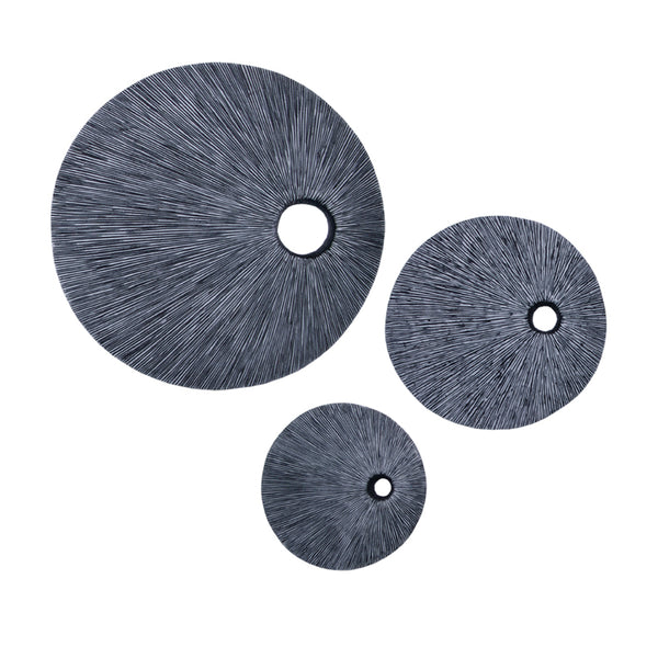 16" Contemporary Grey Round Wall Art