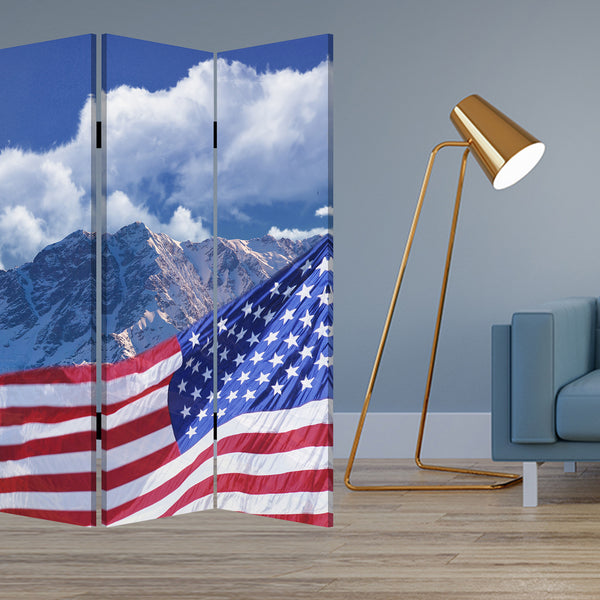 1 x 48 x 72 Multi Color Wood Canvas Model American Flag  Screen