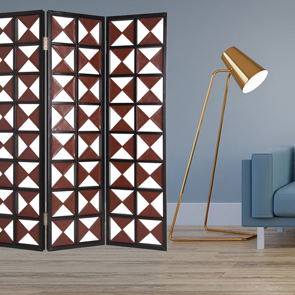 1" x 59" x 84" Brown & White Faux leather  Screen