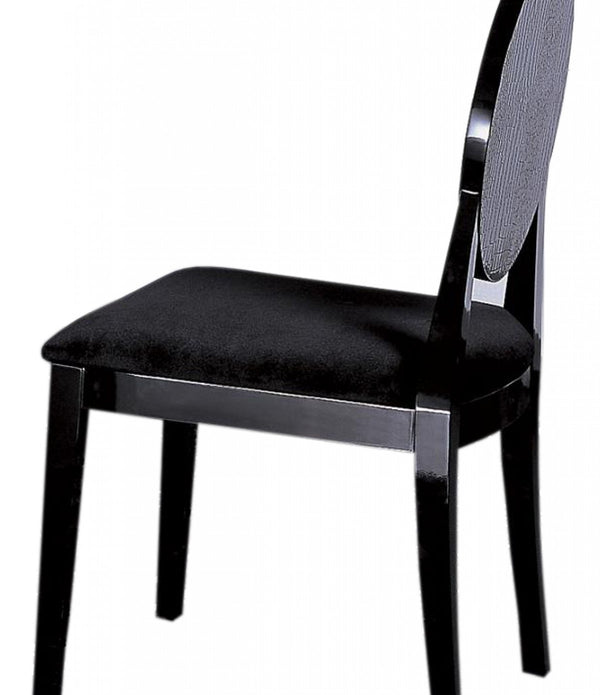 Two 38' Black Velour and Wood Dining Chairs