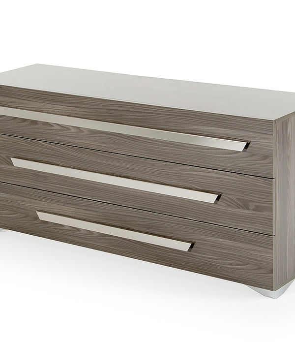 Gray Gradient Lines Chrome 3 Drawer Dresser