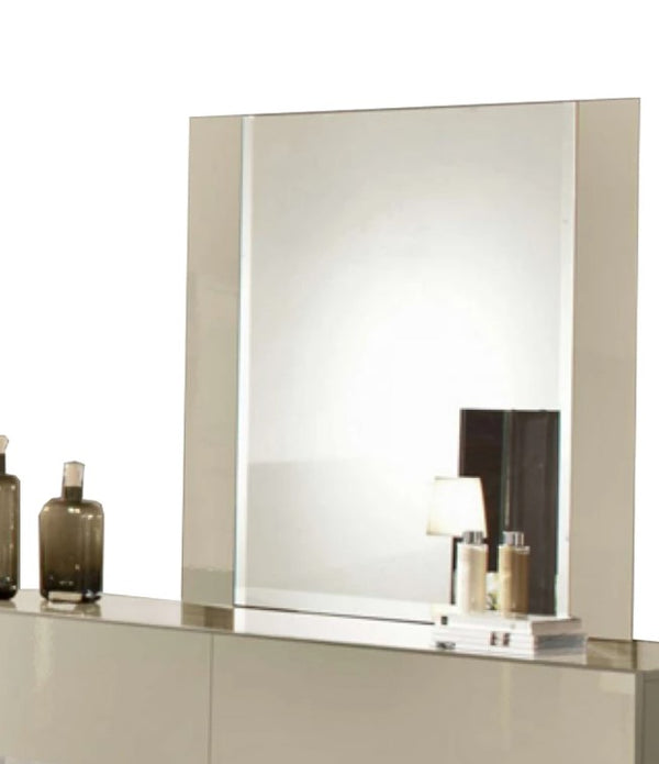 45' Beige MDF  Glass  and Veneer Mirror