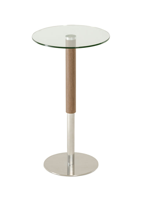 44' Veneer  Glass  and Steel Round Bar Table