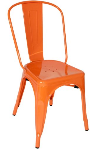 Four 33' Orange Steel Side Chairs