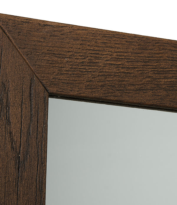 35' Dark Aged Oak Wood and Glass Mirror