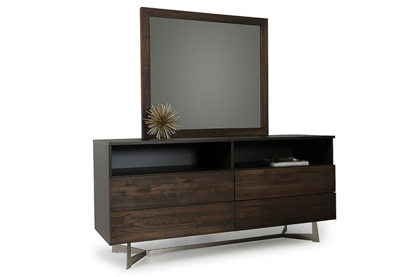 Modern Dark Aged Oak Mirror